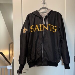 NFL Saints Reversible Sweatshirt Windbreaker Full Zip Jacket Hooded Men S Wmns L